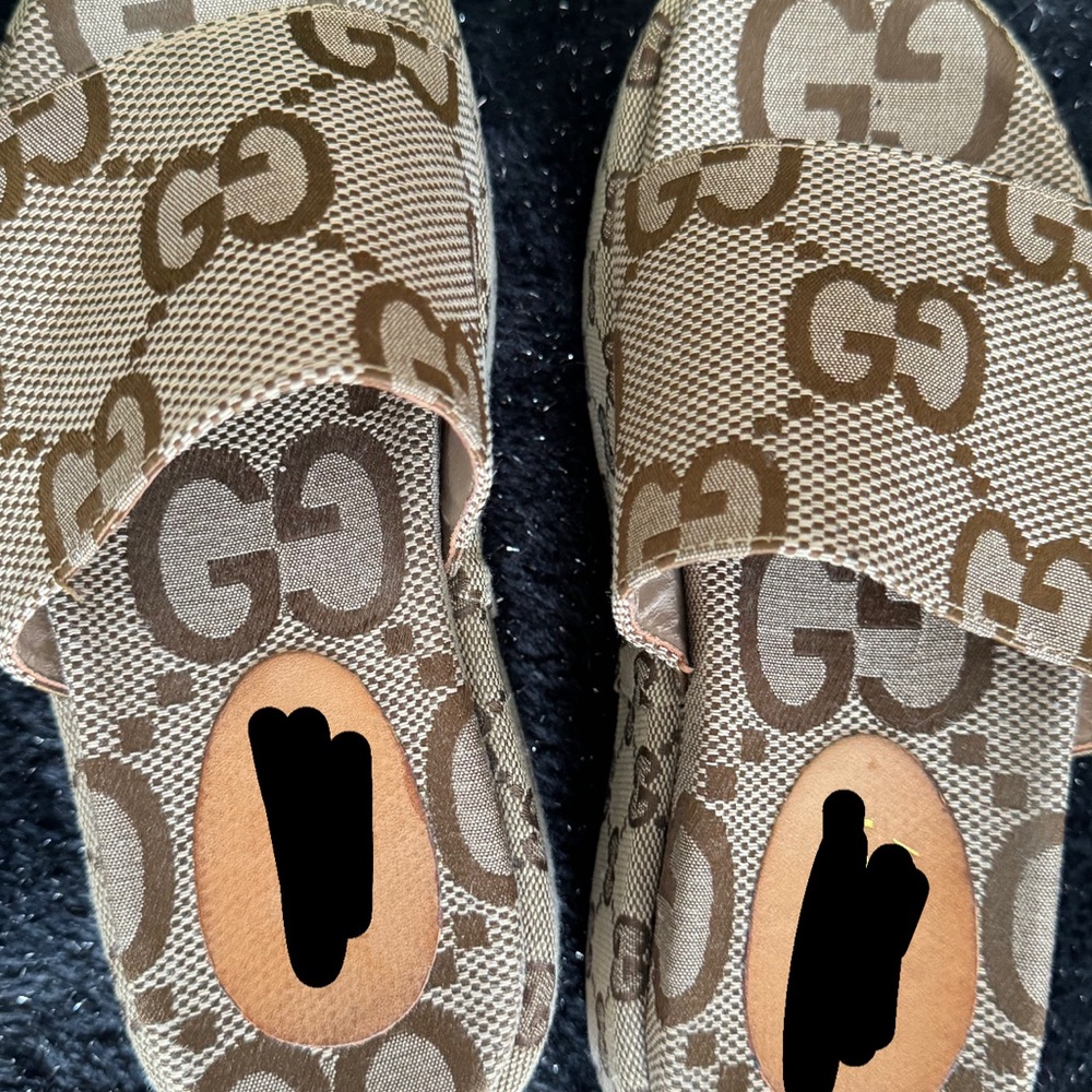 Brown GG Patterned Slides